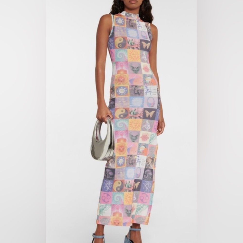 Coperni Blotter Print Mesh Maxi Dress, small